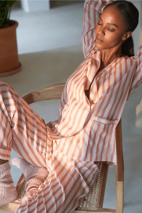 Caprice Silk Trouser Pant - Peach